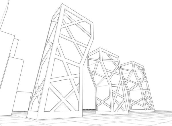 Abstracte Architectuur Illustratie Schets — Stockvector