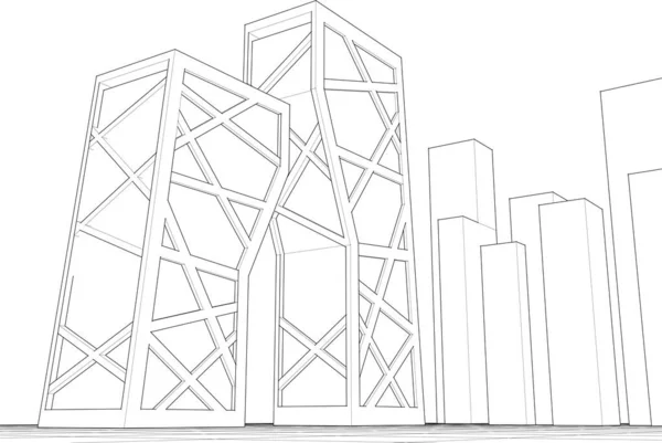 Architecture Abstraite Illustration Croquis — Image vectorielle