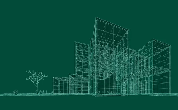 Cidade Quadrado Moderno Abstrato Arquitetura Ilustração — Fotografia de Stock