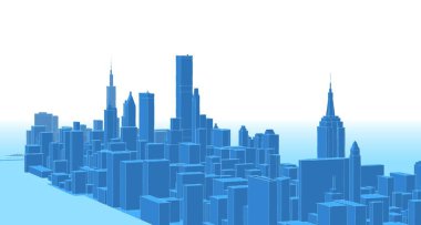 Modern şehir panoraması 3D illüstrasyon