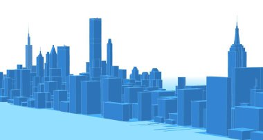 Modern şehir panoraması 3D illüstrasyon