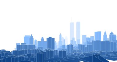 Modern şehir panoraması 3D illüstrasyon