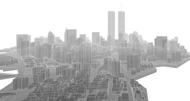 Modern şehir panoraması 3D illüstrasyon