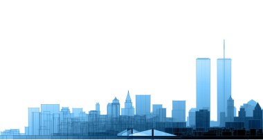 Modern şehir panoraması 3D illüstrasyon