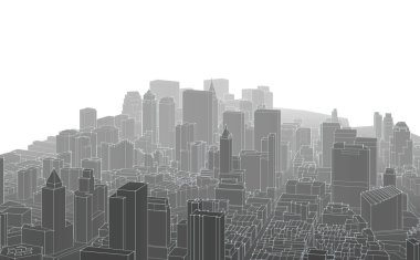 Modern şehir panoraması 3D illüstrasyon