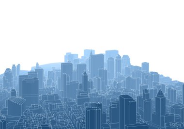 Modern şehir panoraması 3D illüstrasyon