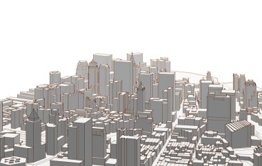 Modern şehir panoraması 3D illüstrasyon