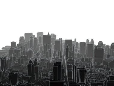 Modern şehir panoraması 3D illüstrasyon