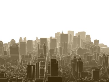 Modern şehir panoraması 3D illüstrasyon