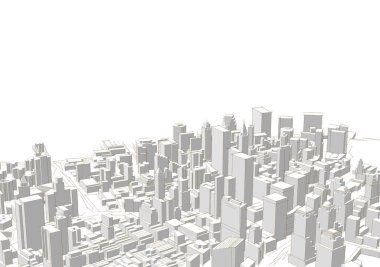 Modern şehir panoraması 3D illüstrasyon