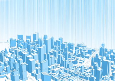 Modern şehir panoraması 3D illüstrasyon