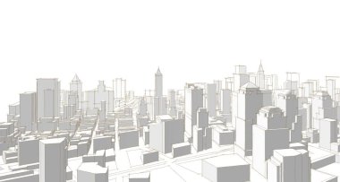 Modern şehir panoraması 3D illüstrasyon