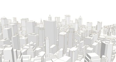 Modern şehir panoraması 3D illüstrasyon