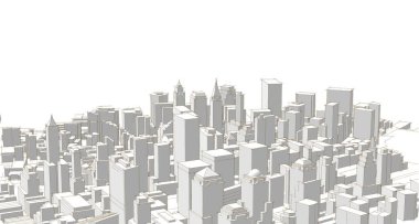 Modern şehir panoraması 3D illüstrasyon