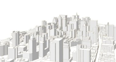 Modern şehir panoraması 3D illüstrasyon