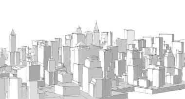 Modern şehir panoraması 3D illüstrasyon