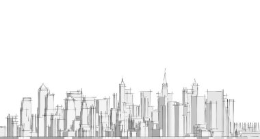 Modern şehir panoraması 3D illüstrasyon