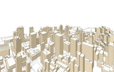 Modern şehir panoraması 3D illüstrasyon
