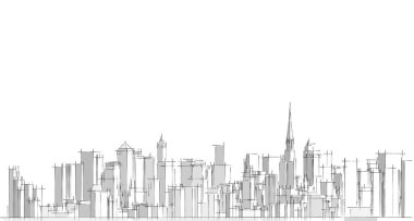 Modern şehir panoraması 3D illüstrasyon