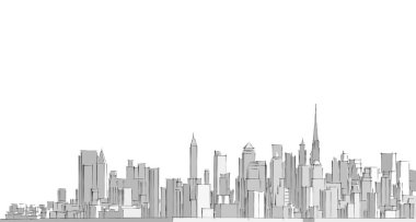 Modern şehir panoraması 3D illüstrasyon