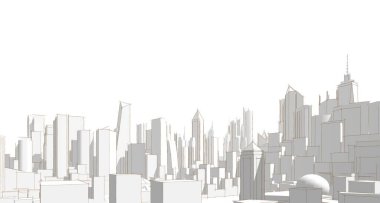 Modern şehir panoraması 3D illüstrasyon