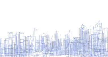 Modern şehir panoraması 3D illüstrasyon