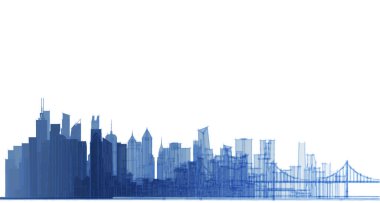 Modern şehir panoraması 3D illüstrasyon