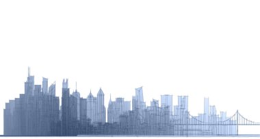 Modern şehir panoraması 3D illüstrasyon