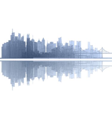 Modern şehir panoraması 3D illüstrasyon