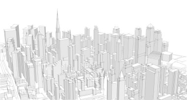 Modern şehir panoraması 3D illüstrasyon