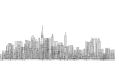 Modern şehir panoraması 3D illüstrasyon