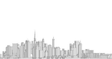 Modern şehir panoraması 3D illüstrasyon