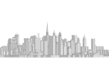 Modern şehir panoraması 3D illüstrasyon