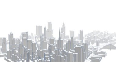 Modern şehir panoraması 3D illüstrasyon