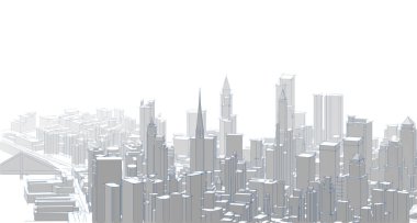 Modern şehir panoraması 3D illüstrasyon