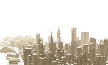 Modern şehir panoraması 3D illüstrasyon