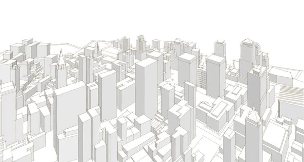 Ville Moderne Panorama Illustration — Photo