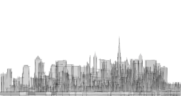 Panorama Ciudad Moderna Ilustración — Foto de Stock