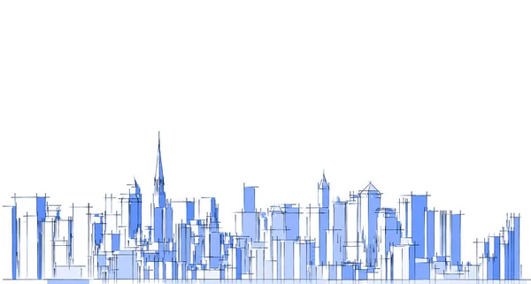 Moderne Stad Panorama Illustratie — Stockfoto