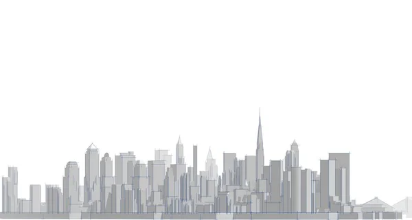 Panorama Ciudad Moderna Ilustración — Foto de Stock
