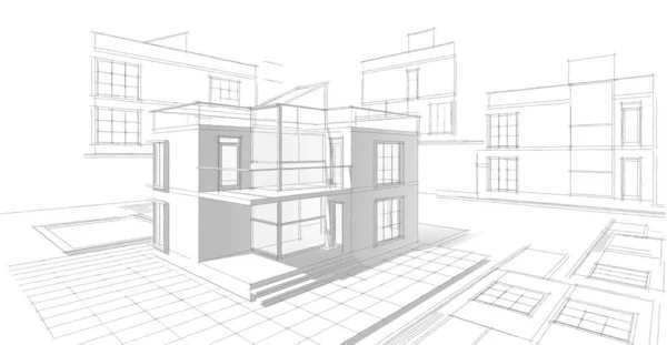 Modern House Sketch Illustration — Stock Photo, Image