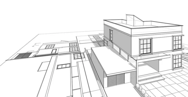 Современный Набросок Дома Иллюстрация — стоковое фото