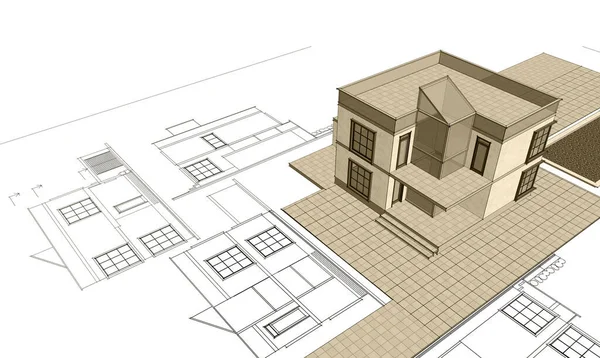 Современный Набросок Дома Иллюстрация — стоковое фото