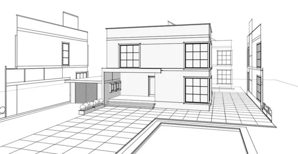 Современный Набросок Дома Иллюстрация — стоковое фото
