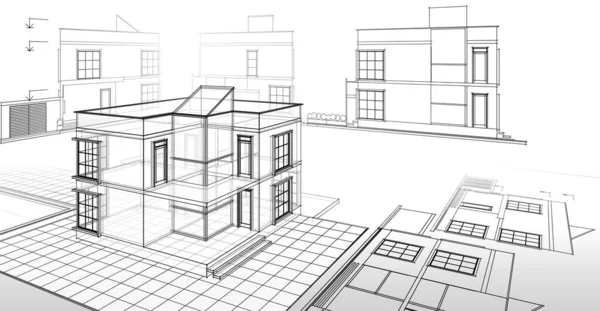 Современный Набросок Дома Иллюстрация — стоковое фото