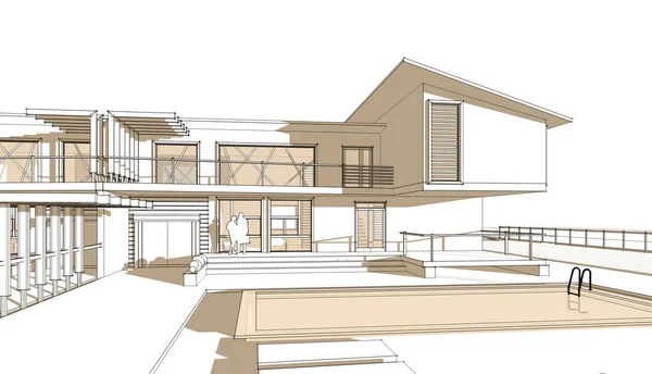 Townhouse Architectural Sketch Illustration — Stock Photo, Image