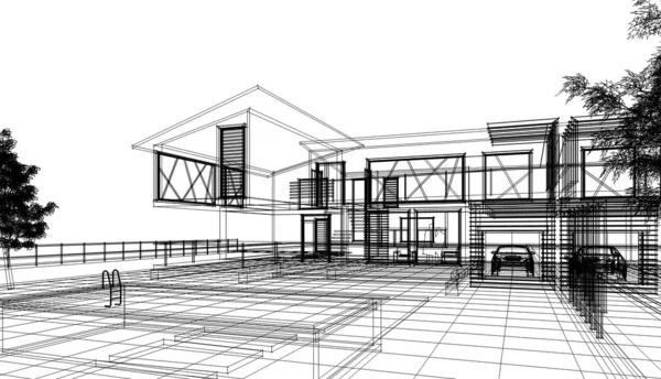 Townhouse Architectural Sketch Illustration — Stock Photo, Image