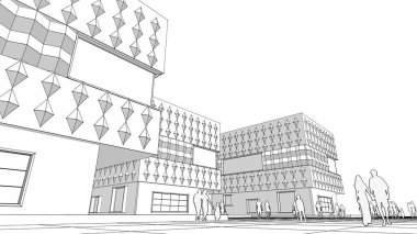 modern geometrik mimari şehir 3D illüstrasyon