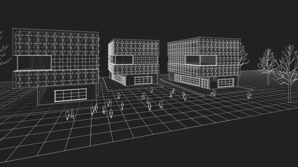 Moderní Geometrická Architektura Město Ilustrace — Stock fotografie