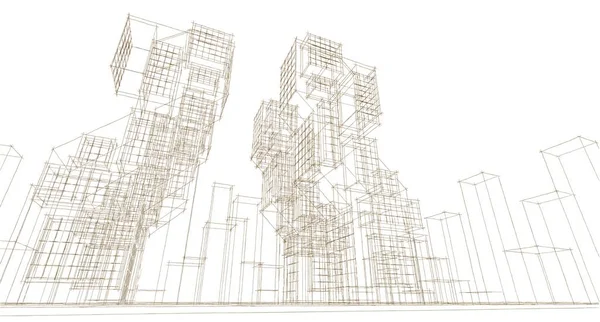 Modern Geometrikus Építészet Város Illusztráció — Stock Fotó